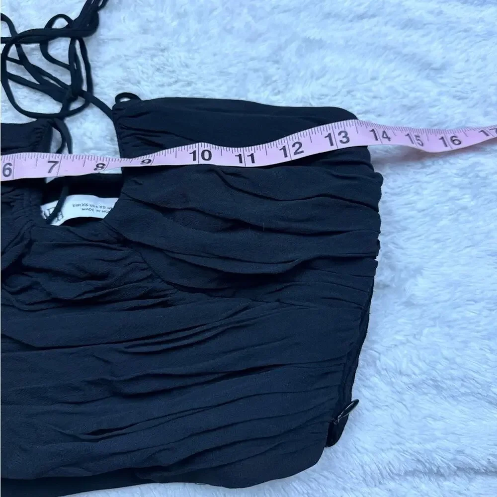Zara black ruched halter crop top - Picture 4 of 5